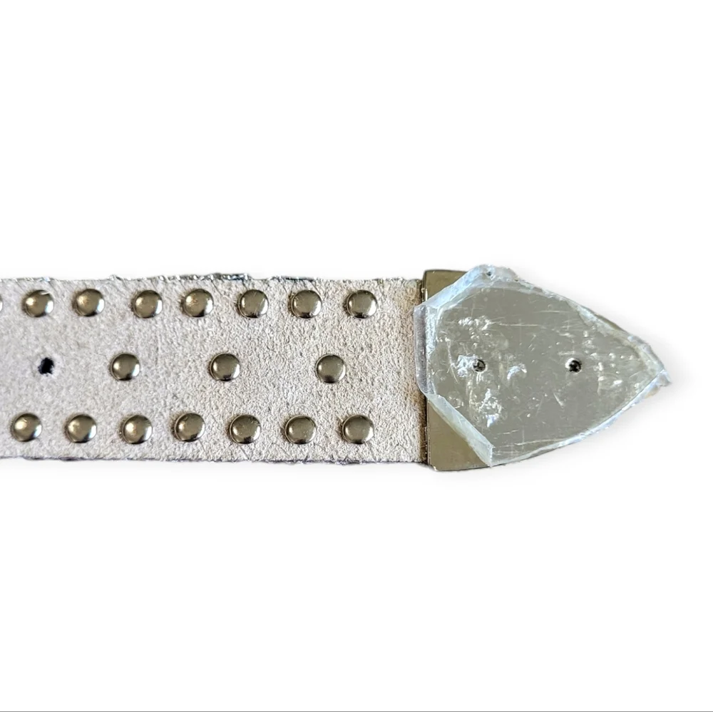 Nocona Women's Calf Hair On Hide Rhinestone Leather Western Belt Brown Silver M